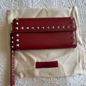 Valentino Garavani Red Studded Wristlet